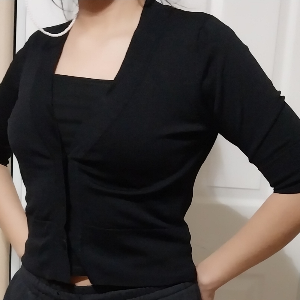 Elizabeth Howard Black cardigan. Size M